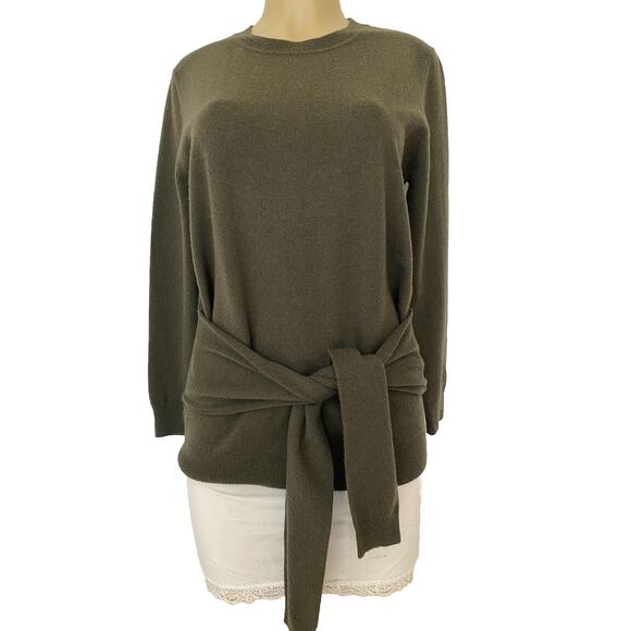 Sandro Wool Cashmere Crew Neck Sweater Pullover Long Sleeve Tie Waist Gr… - Picture 1 of 5